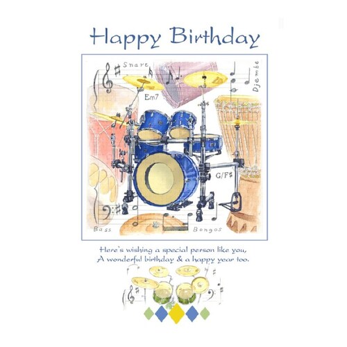 Happy Birthday Card - Drum Book