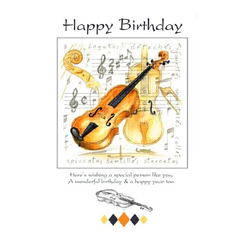 Happy Birthday Card Violin (Card Only)