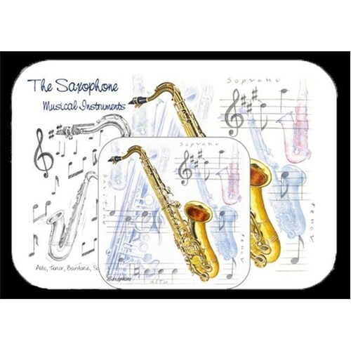 Placemat And Coaster Set Saxophone 