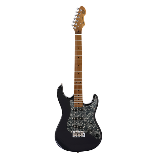 Levinson Sceptre Ventana Standard Double Cutaway Electric Guitar Black SSS Maple Board