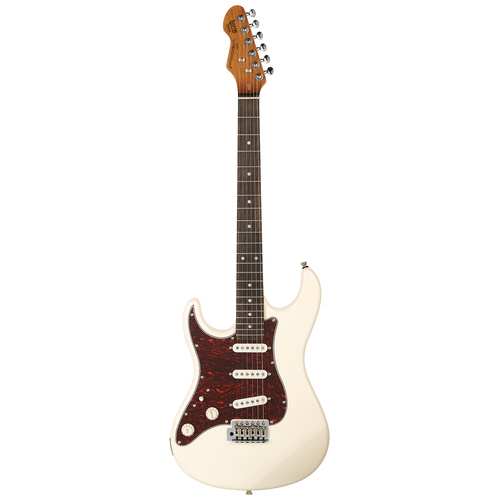 Levinson Sceptre Ventana Standard Left Handed Electric Guitar Olympic White SSS with Indian Laurel Fingerboard