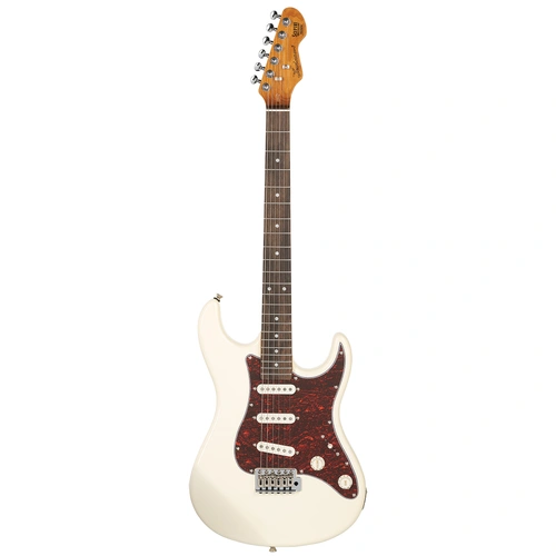Levinson Sceptre Ventana Standard Double Cutaway Electric Guitar Olympic White SSS Indian Laurel Fingerboard