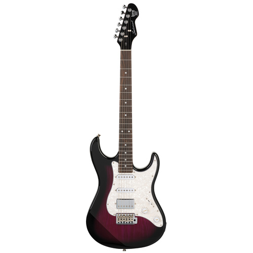 Levinson Sceptre Ventana Deluxe Double Cutaway HSS Electric Guitar See Thru Misty Violet w Indian Laurel Board