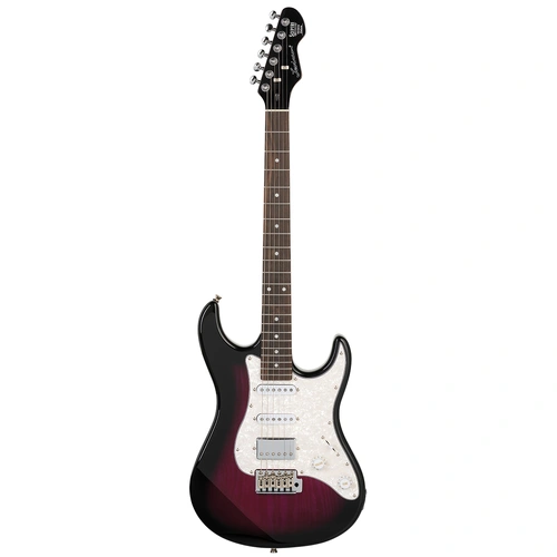 Levinson Sceptre Ventana Deluxe Double Cutaway HSS Electric Guitar See Thru Misty Violet Indian Laurel Board