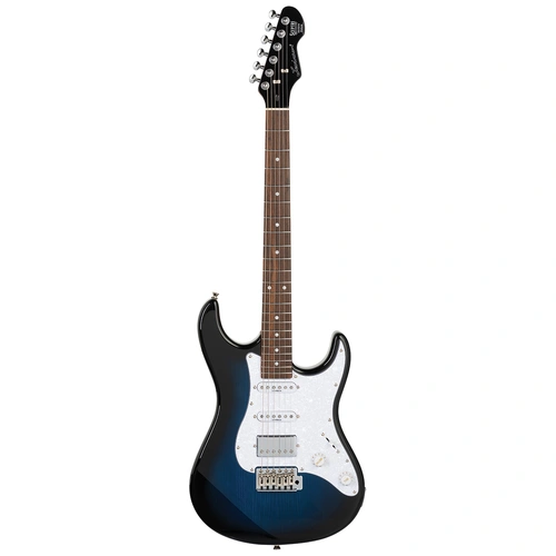 Levinson Sceptre Ventana Deluxe Double Cutaway HSS Electric Guitar See Thru Ocean Blue w/ Indian Laurel Fingerboard