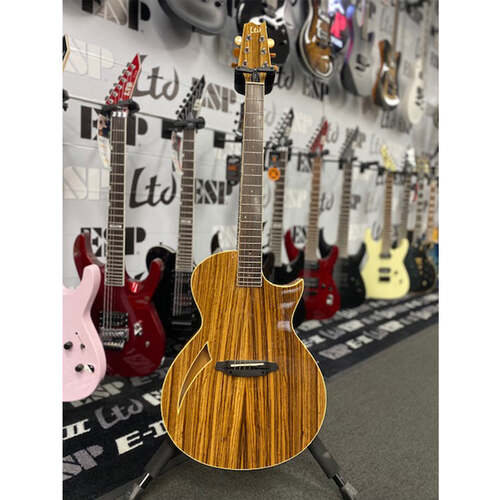 ESP LTD TL-6SM Thinline Series Acoustic Electric Guitar Spalted Maple Natural Transducer w/ Fishman Pickup Preamp LTL-6SMNAT