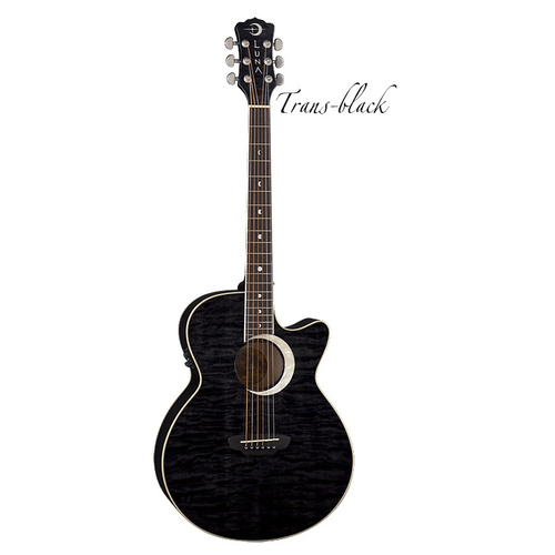 Luna FAUECLTBK Fauna EClipSE Trans Black C/E Acoustic Guitar