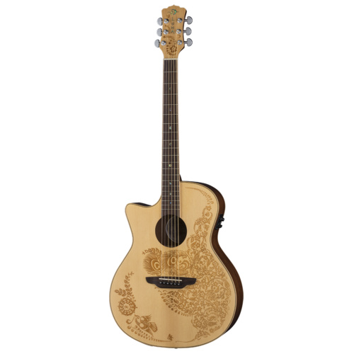 Luna HEN02SPRLH Henna Oasis Left Hand Spruce C/E Acoustic Guitar
