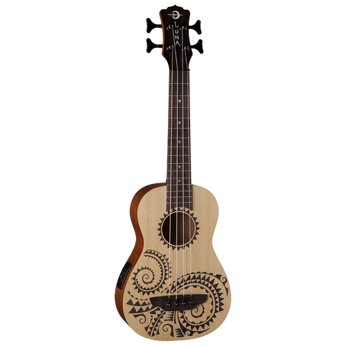 Luna UKEBASSTAT Ukulele Bass Baritone Tattoo With Preamp