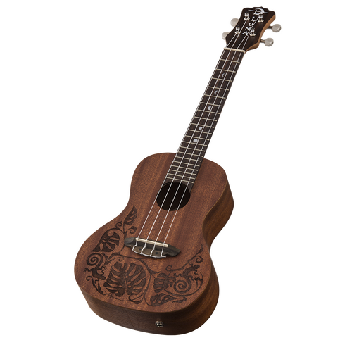Luna UKEMOEL Ukulele Mahogany Concert w/ Preamp & Gigbag