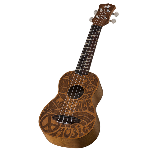 Luna UKEPCE Ukulele Peace Love Soprano w/ Gigbag