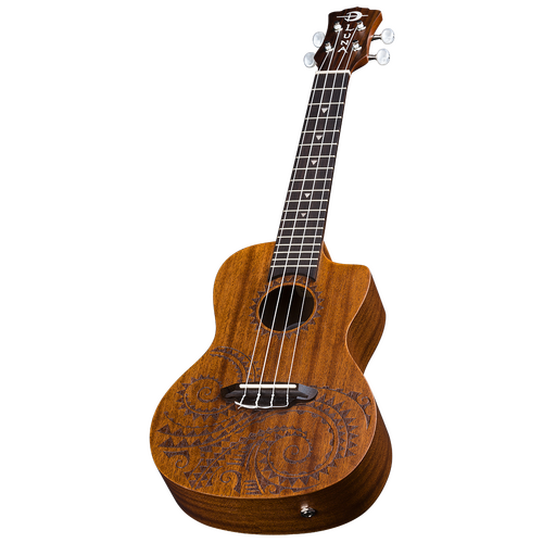 Luna UKETECMAH Ukulele Concert Tattoo w/Preamp & Gig Bag