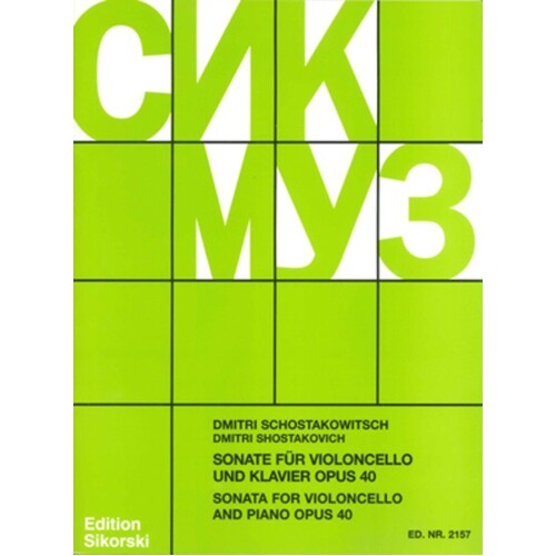 Shostakovich - Sonata Op 40 D Min Cello/Piano (Softcover Book)