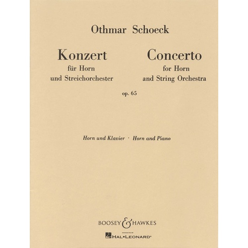 Schoeck - Concerto Op 65 Horn/Piano Book