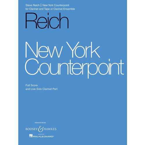 New York Counterpoint Full Sco clarinet Pt Book