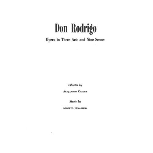 Don Rodrigo Libretto Book