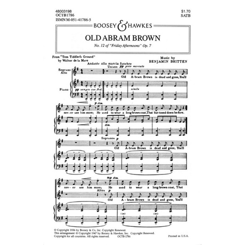 Old Abram Brown SATB Book