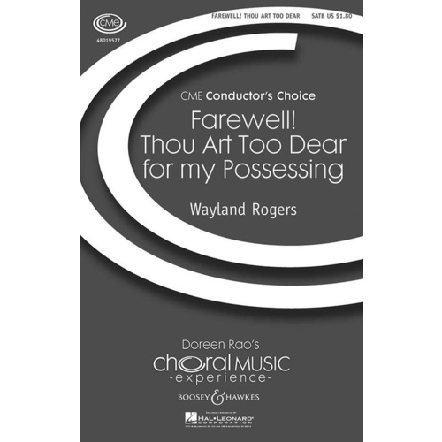 Farewell Thou Art Too Dear SATB Book