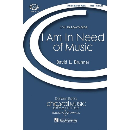 I Am In Need Of Music TTBB Book