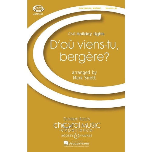 Dou Viens Tu Bergere SSA Book