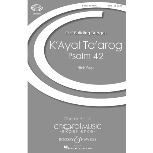 Kayal Taarog (Psalm 42) SATB Book
