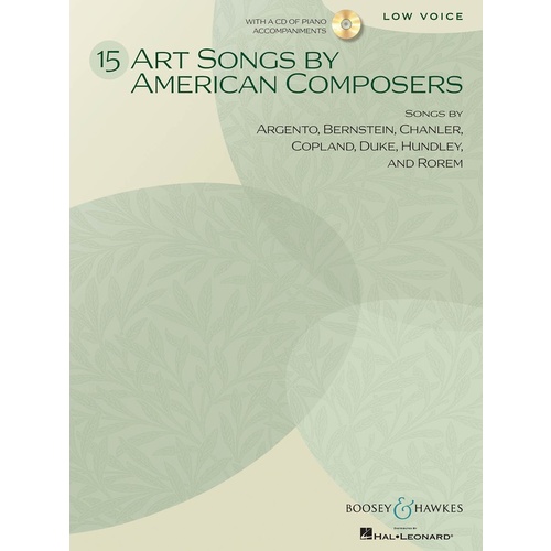 Art Songs By American Composers 15 Low Book/CD