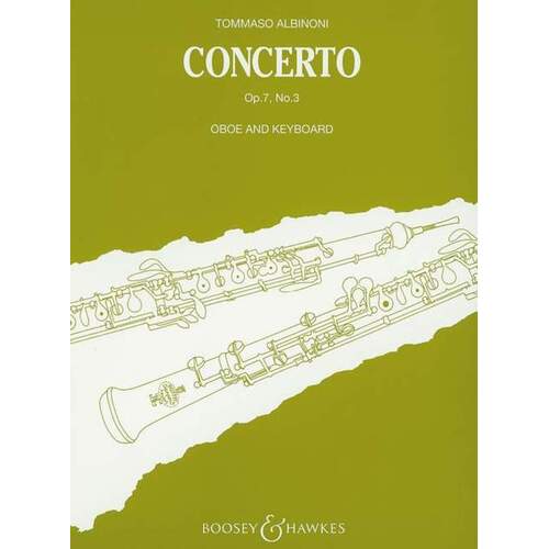 Albinoni - Concerto Op 7 No 3 B Flat Oboe/Piano (Softcover Book)