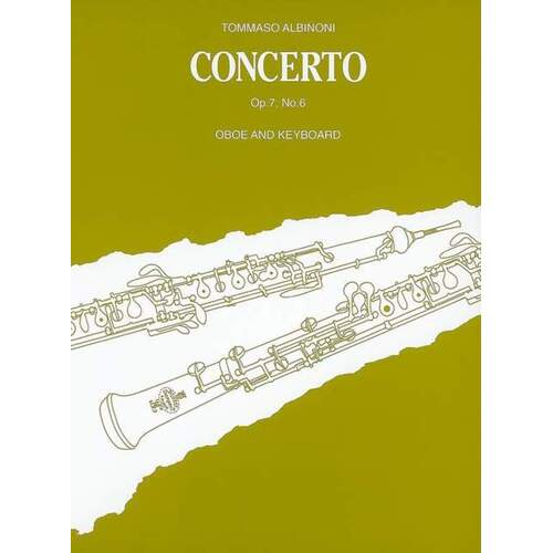 Albinoni - Concerto Op 7 No 6 Oboe/Piano (Softcover Book)