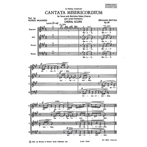 Cantata Misericordium Op 69 Choral Score (Octavo) Book