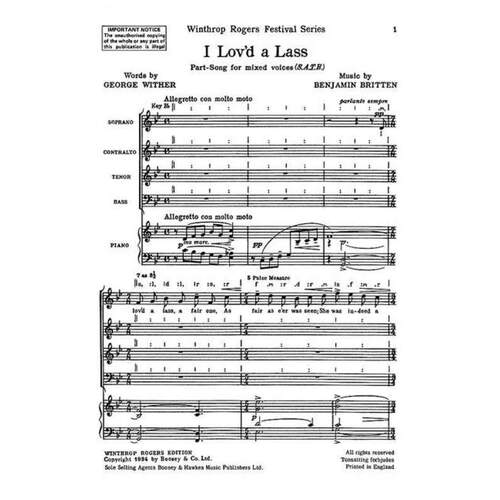 Britten - I Lovd A Lass SATB/Piano (Octavo) Book