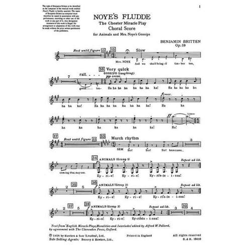 Britten - Noyes Fludde Op 59 Choral Score (Octavo) Book