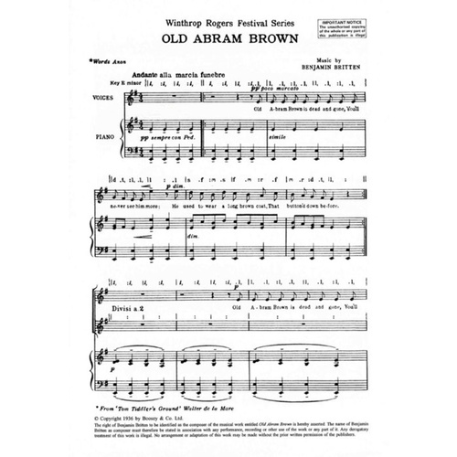 Old Abram Brown SSAa Book