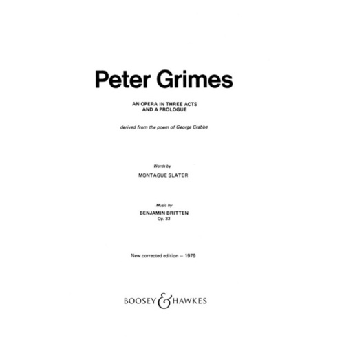 Peter Grimes Op 33 Libretto English Opera 3 Acts Book