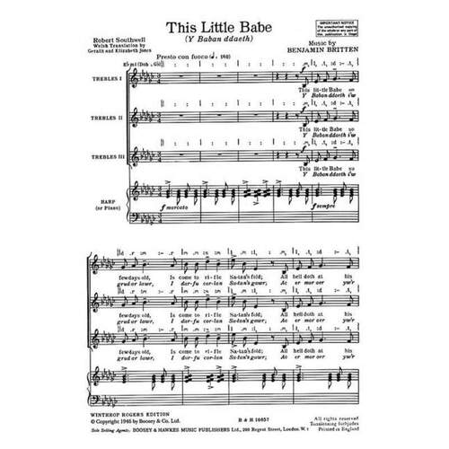 Briten - This Little Babe Sss/Harp (Octavo) Book