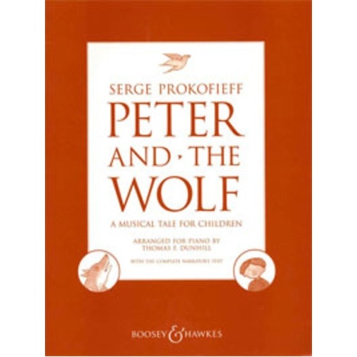 Peter and the Wolf Piano - Prokofieff, Boosey & Hawkes, 36 Pages, Illustrated Edition, English/French/Spanish Narration, Intermediate to Advanced