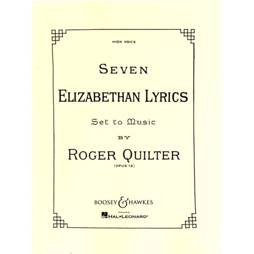 7 Elizabethan Lyrics Op 12 High Voice Book