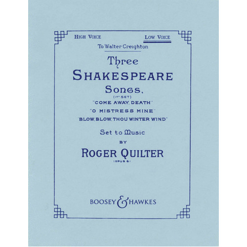 3 Shakespeare Songs Op 6 Low Voice Book