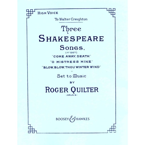 3 Shakespeare Songs Op 6 High Voice Book