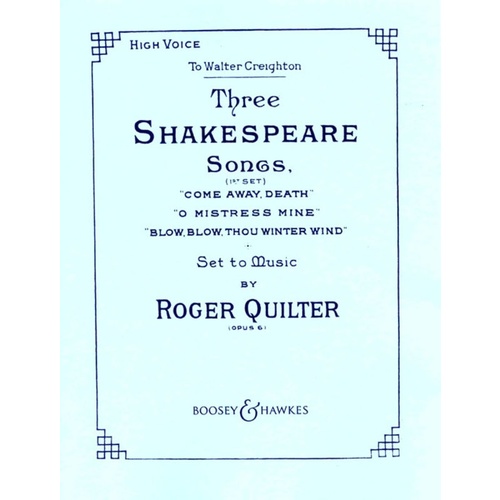 3 Shakespeare Songs Op 6 High Voice Book