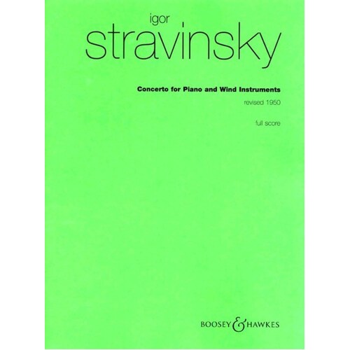 Stravinsky - Concerto Piano/Wind Full Score Book