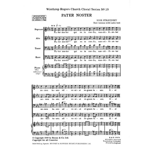 Pater Noster SATB Book