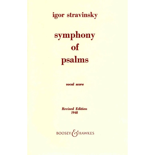 Stravinsky - Symphony Of Psalms Vocal Score Book