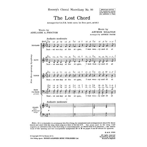 The Lost Chord SATB A Cappella (Octavo) Book