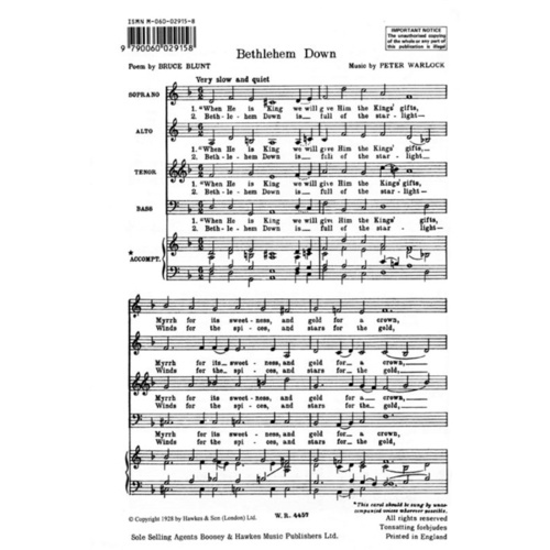 Bethlehem Down SATB Book