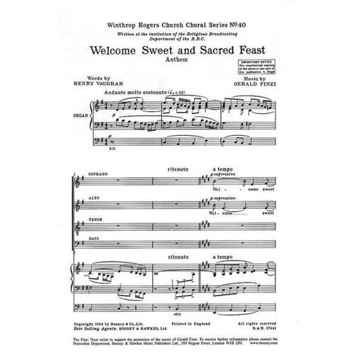 Finzi - Welcome Sweet And Sacred Feast SATB (Octavo) Book