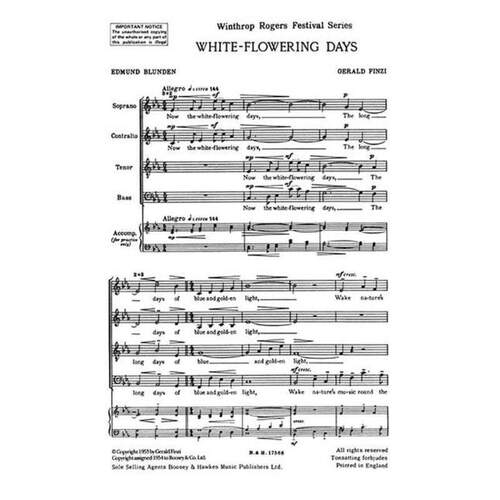 Finzi - White Flowering Days SATB A Cappella (Octavo) Book
