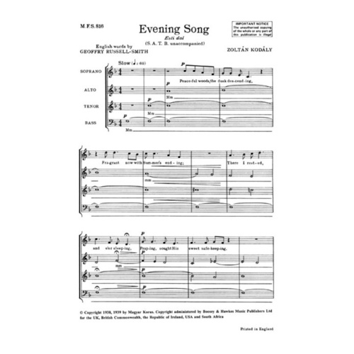Evening Song SATB Book