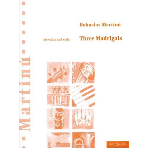 Martinu - 3 Madrigals For Violin/Viola (Softcover Book)