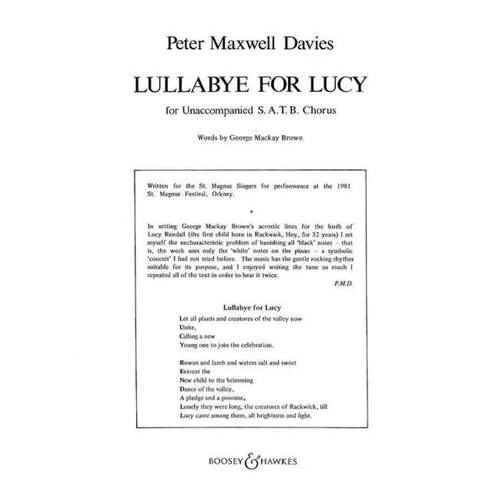 Maxwell Davies - Lullaby For Lucy SATB A Cappella (Octavo) Book
