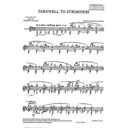 Maxwell Davies - Farewell To Stromness Guitar (Softcover Book)